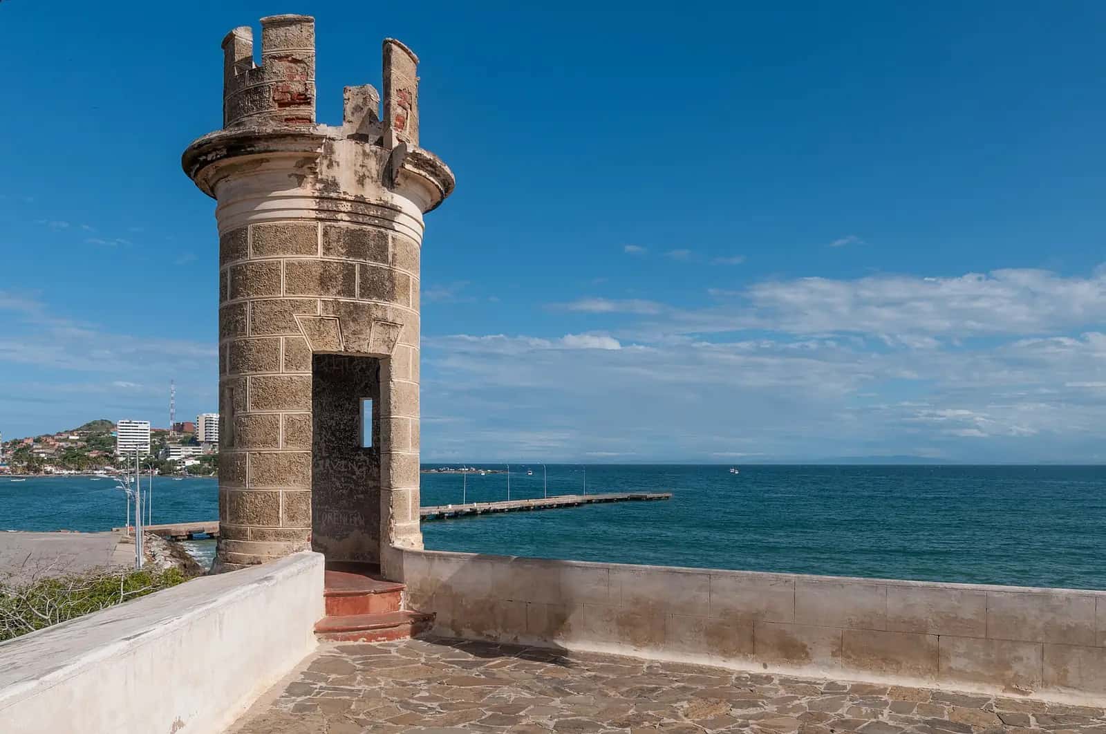 Stone watchtower over the Pampatar waterfront, Margarita Island