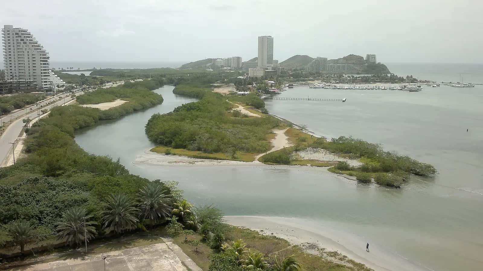 Porlamar coast and lagoon seen from a high-rise near Playa Bella Vista, Margarita Island